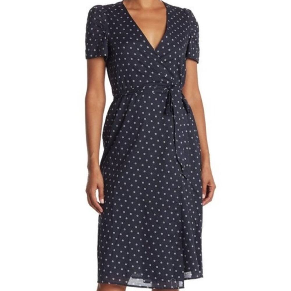 Alex Mill Navy Polka Dot Midi Dress
